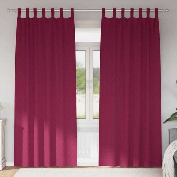 vidaXL Piment&auml;v&auml; verho renkailla 2 pcs Viininpunainen 225 x 140 cm