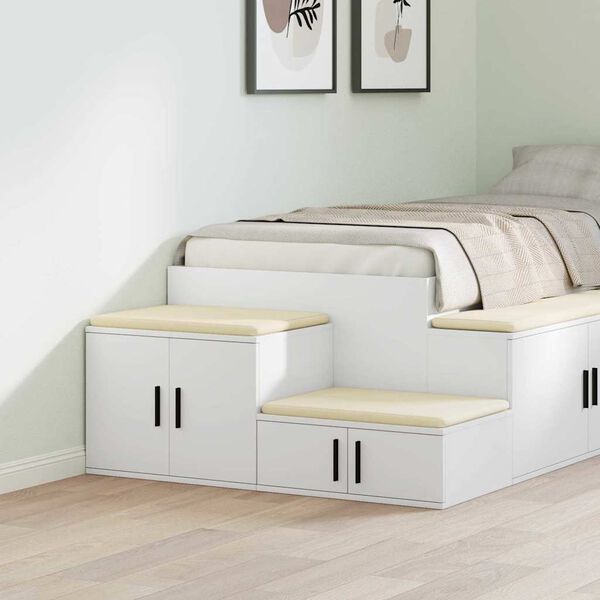 vidaXL S&auml;ilytyskaappi 2 pcs Valkoinen 108 x 41 x 40 cm Tekninen puu