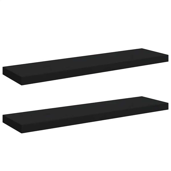 vidaXL Kelluvat sein&auml;hyllyt 2 kpl musta 90x23,5x3,8 cm MDF