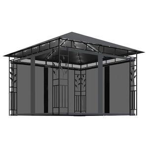 vidaXL Huvimaja hyttysverkko ja LED-valonauhat 3x3x2,73 m antrasiitti