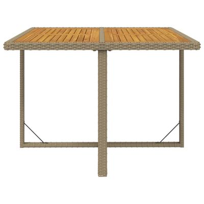 vidaXL Puutarhapöytä beige 109x107x74 cm polyrottinki ja täyspuu