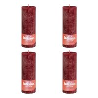 Bolsius Pilarikynttilät Shine 4 kpl rustiikkinen 190x68 mm punainen