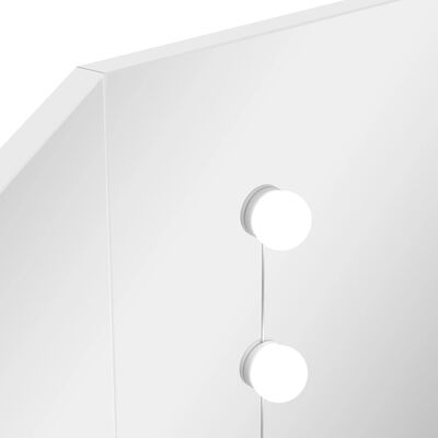 vidaXL Kulmameikkipöytä LED-valoilla valkoinen
