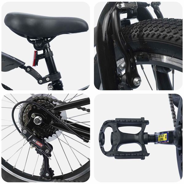 vidaXL Lastenpy&ouml;r&auml; 24 Tuumaa 6-Speed 8-12 vuotiaille Musta