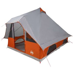 vidaXL Tipi-teltta 8 hengelle Harmaa ja oranssi taffeta