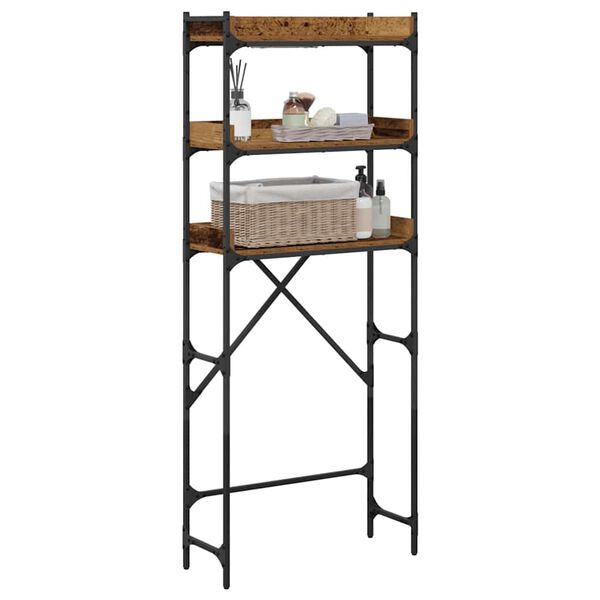 vidaXL Pesukoneen hylly Vanha puu 67 x 25 x 163 cm Tekninen puu