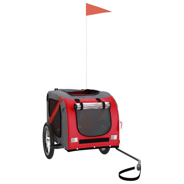 vidaXL Lemmikinkuljetusk&auml;rry polkupy&ouml;r&auml;&auml;n punaharmaa kangas ja rauta