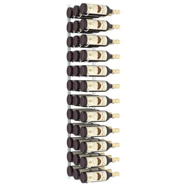 vidaXL Sein&auml;lle kiinnitett&auml;v&auml; viinipulloteline 36 pullolle valk. rauta