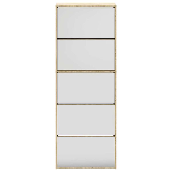 vidaXL Kenk&auml;kaappi peileill&auml; 5 kerrosta Tammenv&auml;rinen 63x17x169,5 cm