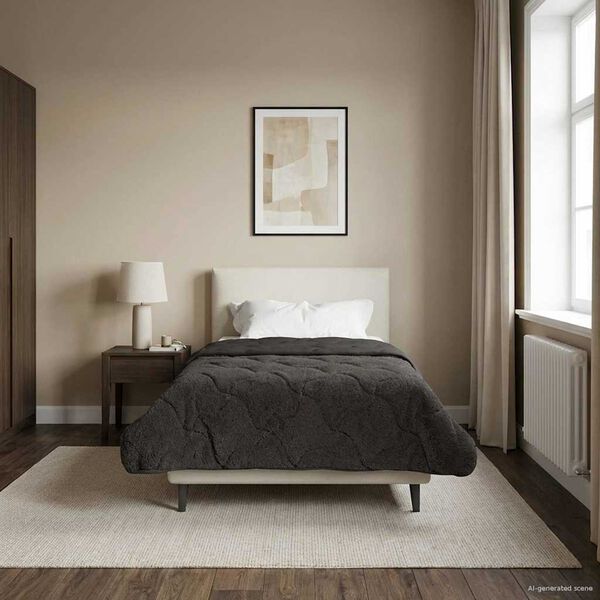 vidaXL Talvityyny Antrasiitti 135 x 200 cm Mikrokuitu ja teddy fleece