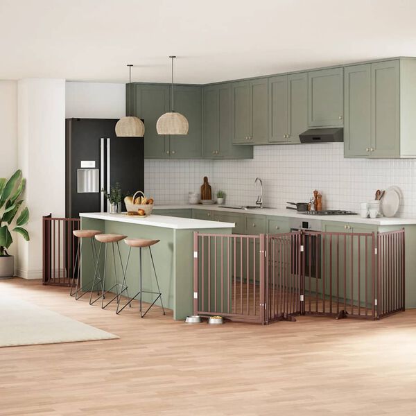 vidaXL Koiraportti kokoontaittuva 10 paneelia ruskea 800 cm poppelipuu