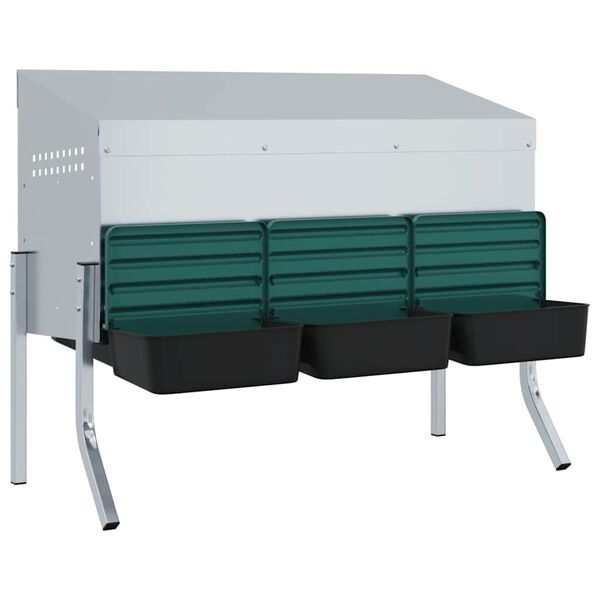 vidaXL Kanan pes&auml;laatikko 3 lokeroa jaloilla galvanoitu ter&auml;s