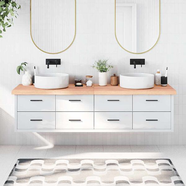 vidaXL Kylpyhuoneen ty&ouml;taso v.ruskea 200x60x(2-6)cm k&auml;sitelty t&auml;yspuu