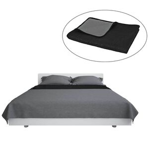 vidaXL Kaksipuolinen tikattu p&auml;iv&auml;peite 170x210 cm harmaa ja musta