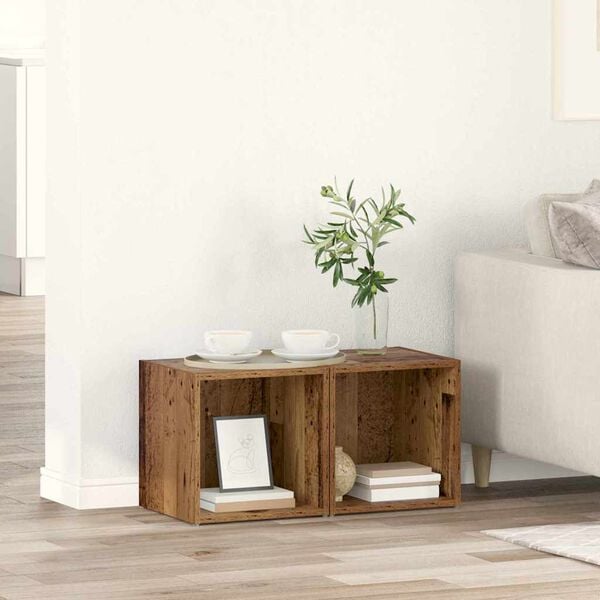 vidaXL TV-tasosetti 2 pcs Vanha Puu 37 x 35 x 37,5 cm Tekninen puu