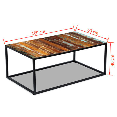vidaXL Sohvapöytä kierrätetty massiivipuu 100x60x40 cm