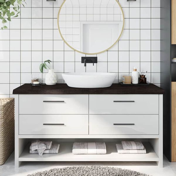 vidaXL Kylpyhuoneen ty&ouml;taso t.ruskea 160x50x(2-6)cm k&auml;sitelty t&auml;yspuu