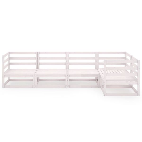 vidaXL 5-osainen Puutarhasohvasarja valkoinen t&auml;ysi m&auml;nty