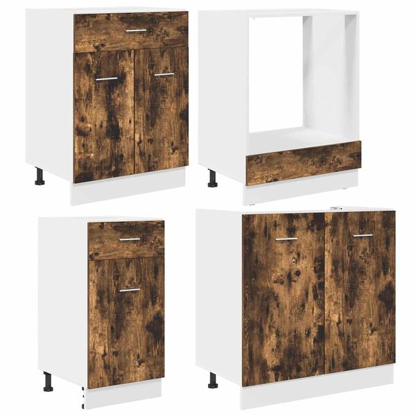 vidaXL Keitti&ouml;kaappisarja hyllyll&auml; Lyon 8 pcs Savutammi Tekninen puu