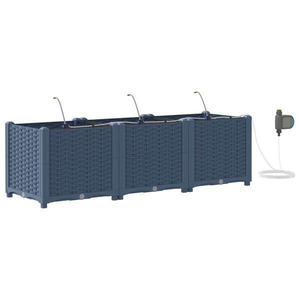 vidaXL Puutarha ruukku 3 pcs Harmaa 120 x 40 x 37,5 cm Muovi