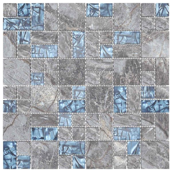 vidaXL Mosaiikkilaatta 11 pcs Harmaa ja sininen 50 x 50 cm Lasi