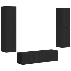 vidaXL TV-tasosetti 6 pcs Musta Tekninen puu