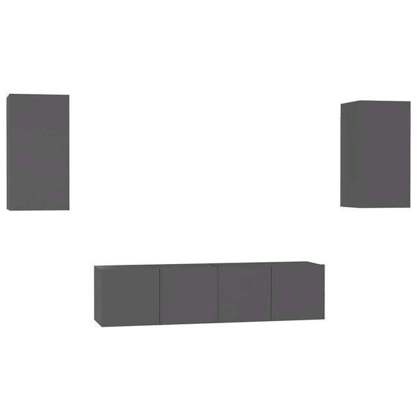 vidaXL 4-osainen TV-kaappisarja harmaa lastulevy