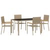 vidaXL Piharuokailu setti 5 kpl Beige polyrottinki