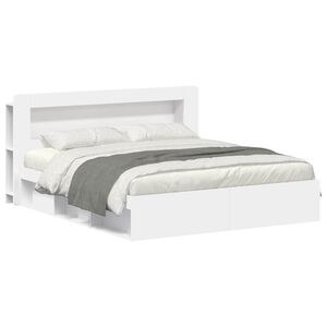 vidaXL S&auml;nkykehys varastolla p&auml;&auml;tyll&auml; valkoinen 6FT Super King Size