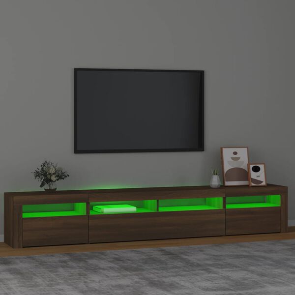 vidaXL TV-taso LED-valoilla ruskea tammi 240x35x40 cm