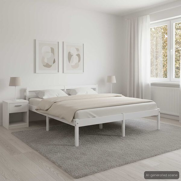 vidaXL Sängynrunko valkoinen täysi mänty 160x200 cm