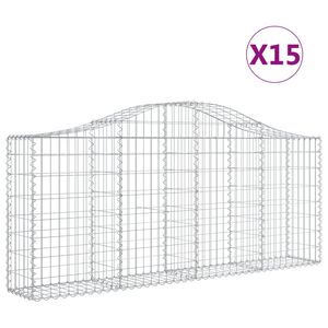 vidaXL Kaarevat kivikorit 15 kpl 200x30x80/100 cm galvanoitu rauta