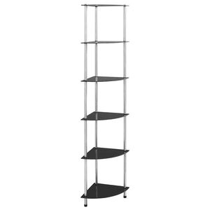 vidaXL 6-kerroksinen hylly musta 30x30x160 cm karkaistu lasi