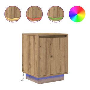 vidaXL y&ouml;p&ouml;yt&auml;kaappi LED-valoilla Artisan Oak 38x34x50 cm