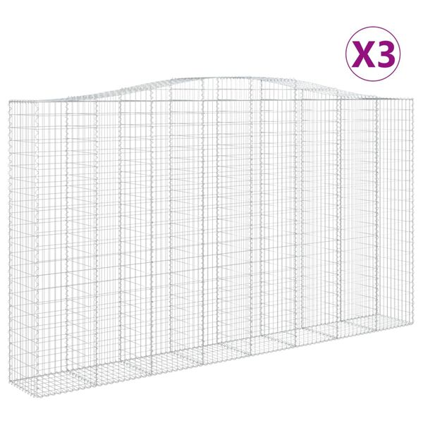 vidaXL Kaarevat kivikorit 3 kpl 400x50x220/240 cm galvanoitu rauta