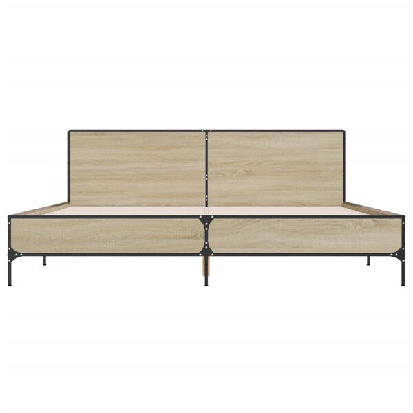 vidaXL S&auml;ngynrunko Sonoma tammi 180x200 cm tekninen puu ja metalli