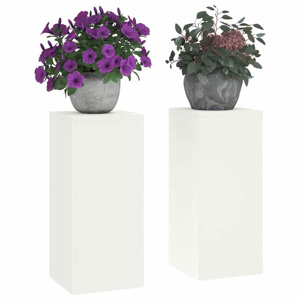 vidaXL Kasviteline 2 pcs Valkoinen 24 x 24 x 55 cm Teräs
