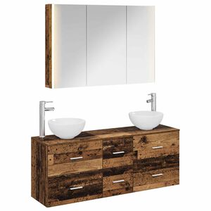 vidaXL Kylpyhuonekalustesetti 4 pcs Vanha puu Tekninen puu ja lasi