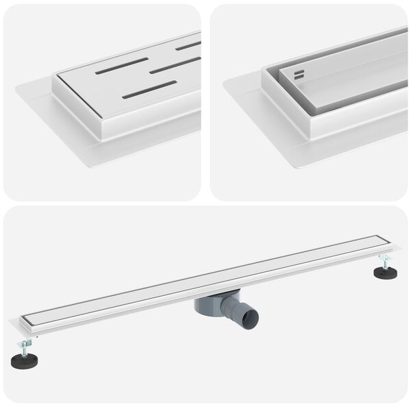 vidaXL Suihkuhuuhtelija 2-in-1 360&deg; poistoputkella Hopea 100 cm