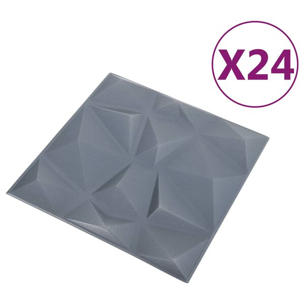 vidaXL Sein&auml;paneelit 24 pcs Timanttiharmaa 50 x 50 cm XPS Vaahdon