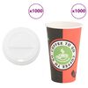 vidaXL Paperiset kahvikupit kansilla 1000 kpl 16oz 400ml