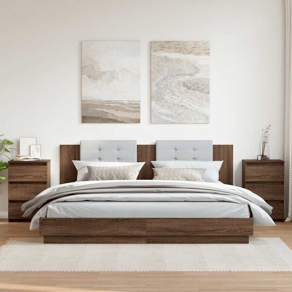 vidaXL Y&ouml;p&ouml;yd&auml;t 2 kpl ruskea tammi 40x35x62,5 cm tekninen puu