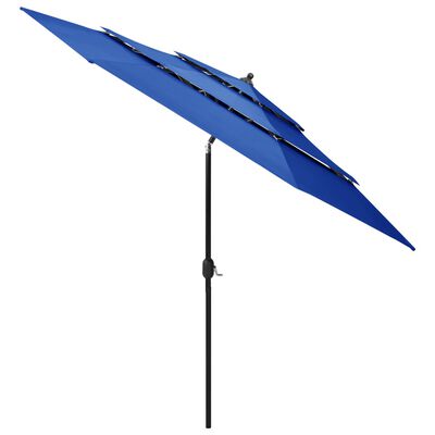 vidaXL 3-tasoinen aurinkovarjo alumiinitanko taivaansininen 3 m