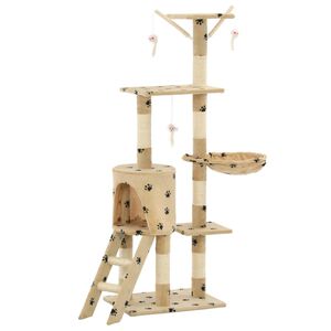 vidaXL Kissan raapimispuu sisal-pylv&auml;ill&auml; 138 cm tassunj&auml;ljet beige