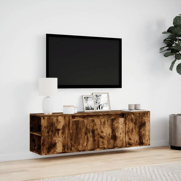vidaXL TV-sein&auml;kaappi LED-valoilla savutammi 135x31x39,5 cm