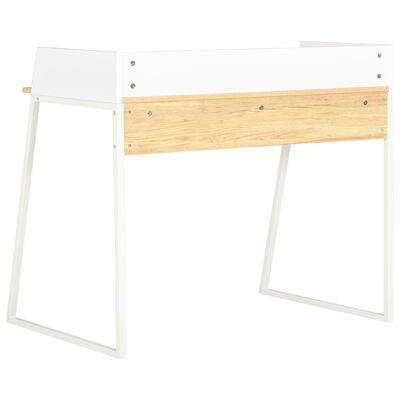 vidaXL Työpöytä valkoinen ja tammi 90x60x88 cm