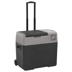 vidaXL Kylm&auml;laukku py&ouml;rill&auml; ja kahvalla mustaharmaa 40 l polypropeeni