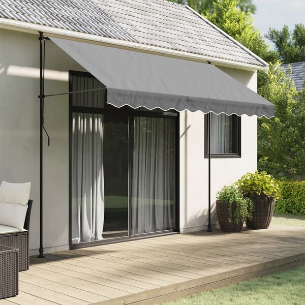 vidaXL Vaihtokangas markiisin helma antrasiittiraidallinen 3 m