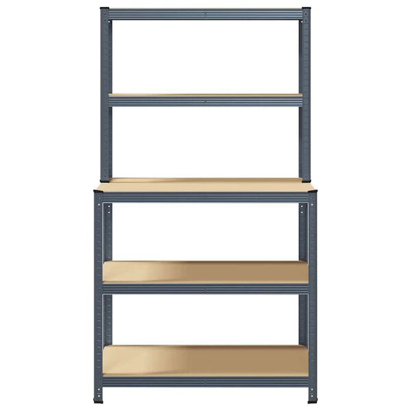 vidaXL 5-tasoinen Ty&ouml;p&ouml;yt&auml; hyllyill&auml; antrasiitti ter&auml;s ja tekninen puu