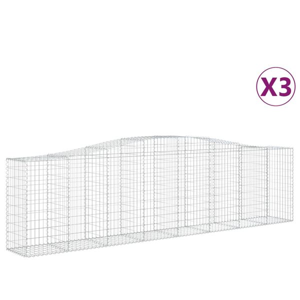 vidaXL Kaarevat kivikorit 3 kpl 400x50x100/120 cm galvanoitu rauta